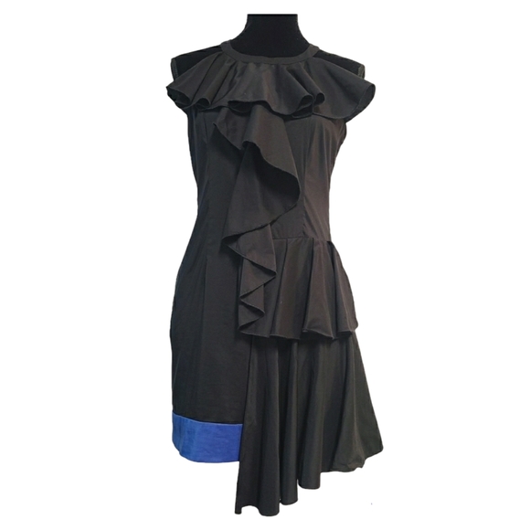 Mini Goth Cocktail Dress in Black w Blue Detail - Picture 1 of 16